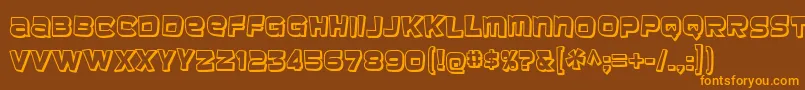 フォントbaveuse 3d – オレンジ色の文字が茶色の背景にあります。