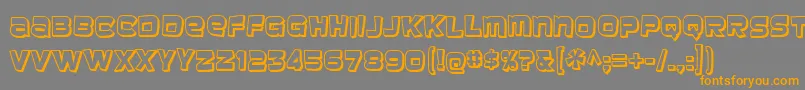 フォントbaveuse 3d – オレンジの文字は灰色の背景にあります。