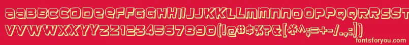 baveuse 3d-Schriftart – Gelbe Schriften auf rotem Hintergrund
