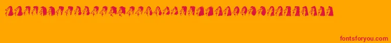 Bayan-Schriftart – Rote Schriften auf orangefarbenem Hintergrund