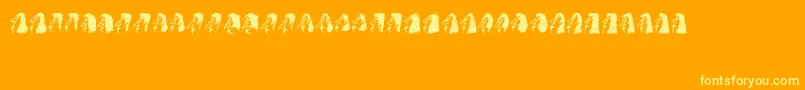 Bayan-Schriftart – Gelbe Schriften auf orangefarbenem Hintergrund