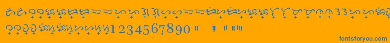 Czcionka Baybayin Doctrina – niebieskie czcionki na pomarańczowym tle