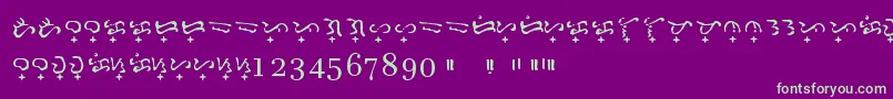 フォントBaybayin Doctrina – 紫の背景に緑のフォント