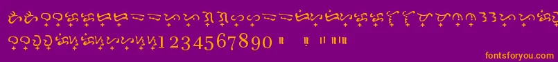 Baybayin Doctrina-Schriftart – Orangefarbene Schriften auf violettem Hintergrund