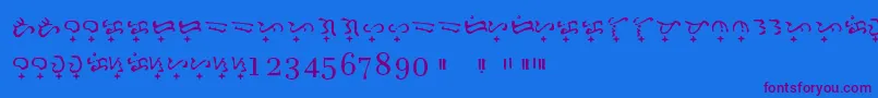 Fonte Baybayin Doctrina – fontes roxas em um fundo azul