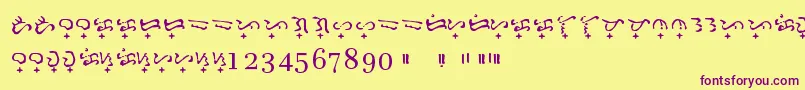 Fonte Baybayin Doctrina – fontes roxas em um fundo amarelo