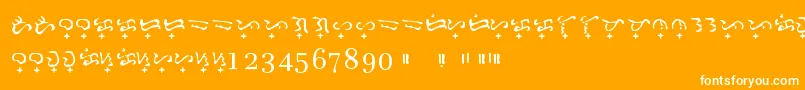 Baybayin Doctrina-Schriftart – Weiße Schriften auf orangefarbenem Hintergrund