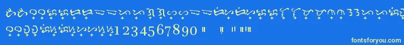 Fonte Baybayin Doctrina – fontes amarelas em um fundo azul