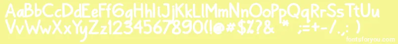 Bayu Prahara 2 Bold Bold-Schriftart – Weiße Schriften auf gelbem Hintergrund
