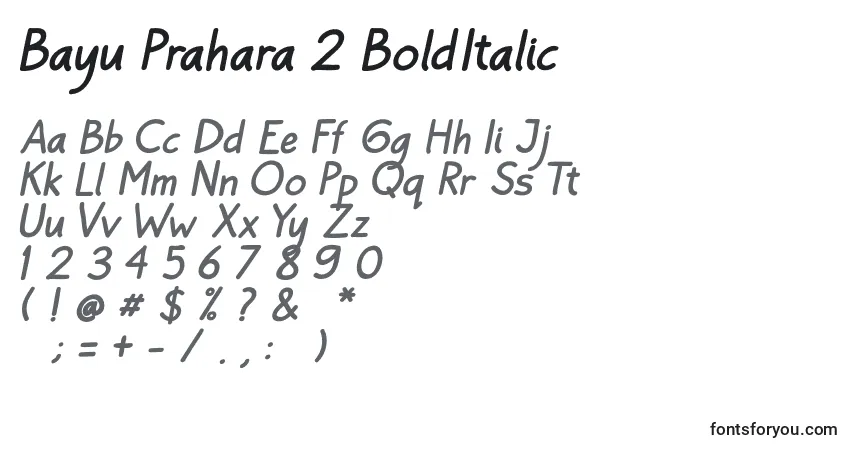 Czcionka Bayu Prahara 2 BoldItalic – alfabet, cyfry, specjalne znaki
