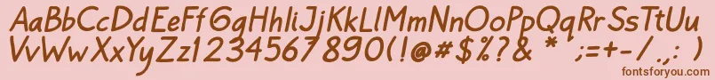 Fonte Bayu Prahara 2 BoldItalic – fontes marrons em um fundo rosa