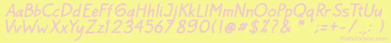 Bayu Prahara 2 BoldItalic-fontti – vaaleanpunaiset fontit keltaisella taustalla
