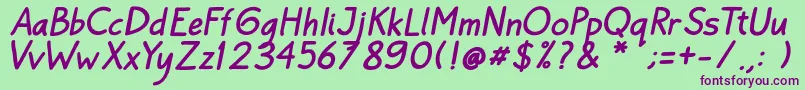 Bayu Prahara 2 BoldItalic Font – Purple Fonts on Green Background