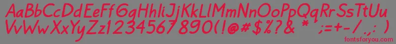 Bayu Prahara 2 BoldItalic Font – Red Fonts on Gray Background