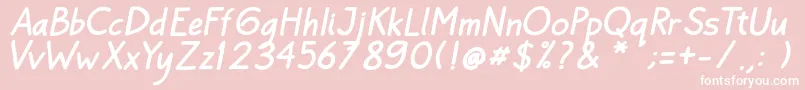 Fonte Bayu Prahara 2 BoldItalic – fontes brancas em um fundo rosa