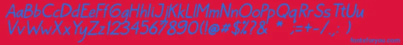Bayu Prahara 2 Italic-Schriftart – Blaue Schriften auf rotem Hintergrund