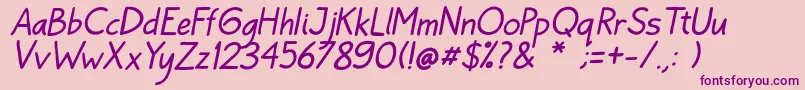 Bayu Prahara 2 Italic-Schriftart – Violette Schriften auf rosa Hintergrund