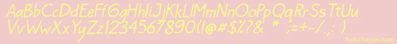 Bayu Prahara 2 Italic-Schriftart – Gelbe Schriften auf rosa Hintergrund
