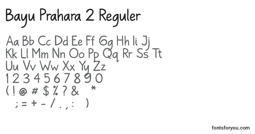 Schriftart Bayu Prahara 2 Reguler – Alphabet, Zahlen, spezielle Symbole