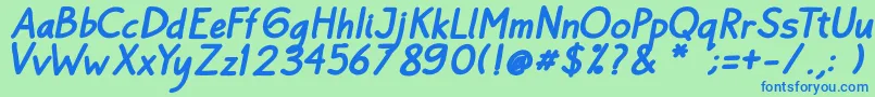 Bayu Prahara Bold BoldItalic-fontti – siniset fontit vihreällä taustalla