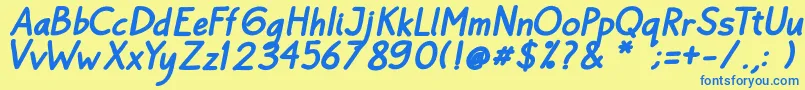 Bayu Prahara Bold BoldItalic Font – Blue Fonts on Yellow Background