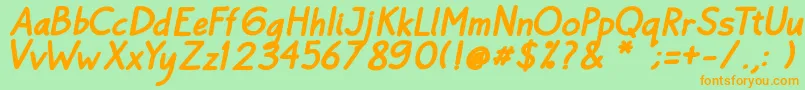 Bayu Prahara Bold BoldItalic-Schriftart – Orangefarbene Schriften auf grünem Hintergrund