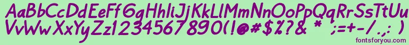 Шрифт Bayu Prahara Bold BoldItalic – фиолетовые шрифты на зелёном фоне