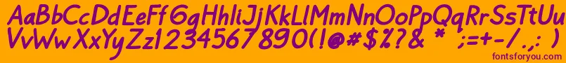 Шрифт Bayu Prahara Bold BoldItalic – фиолетовые шрифты на оранжевом фоне