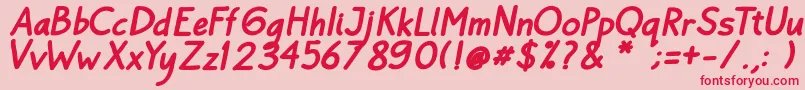 Bayu Prahara Bold BoldItalic-fontti – punaiset fontit vaaleanpunaisella taustalla