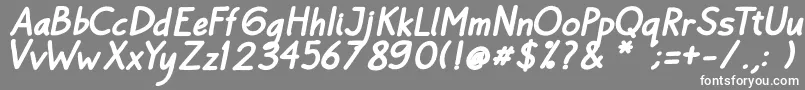 Bayu Prahara Bold BoldItalic-fontti – valkoiset fontit harmaalla taustalla