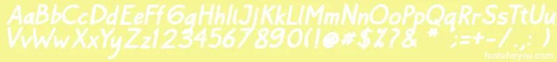 Шрифт Bayu Prahara Bold BoldItalic – белые шрифты на жёлтом фоне