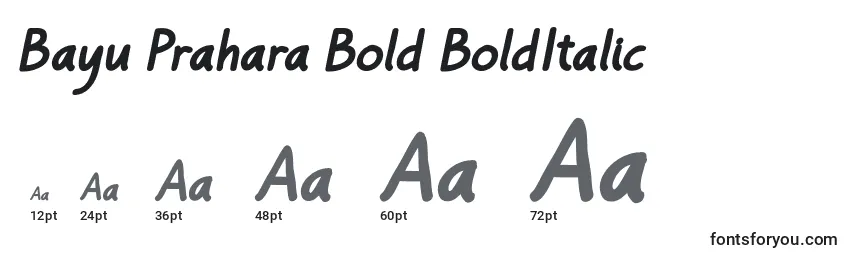 Größen der Schriftart Bayu Prahara Bold BoldItalic