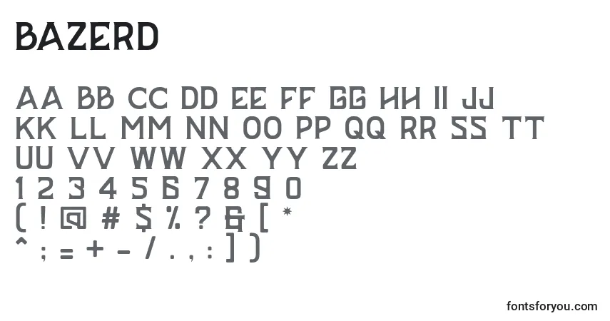 Schriftart BAZERD – Alphabet, Zahlen, spezielle Symbole