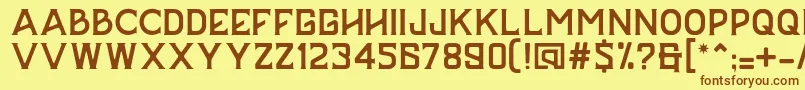 フォントBAZERD – 茶色の文字が黄色の背景にあります。