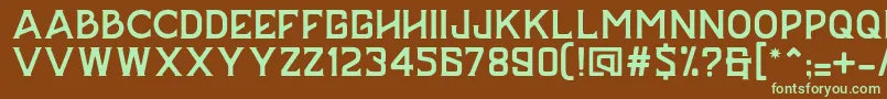 フォントBAZERD – 緑色の文字が茶色の背景にあります。