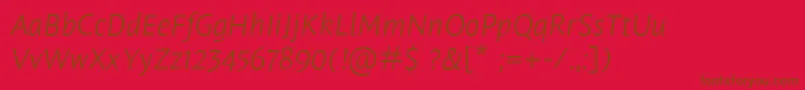 LeksasansproLightItalic Font – Brown Fonts on Red Background
