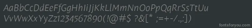 Fonte LeksasansproLightItalic – fontes cinzas em um fundo preto