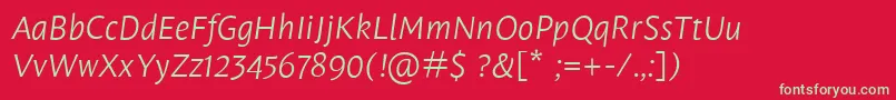 LeksasansproLightItalic Font – Green Fonts on Red Background