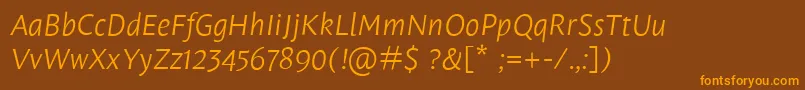 LeksasansproLightItalic Font – Orange Fonts on Brown Background