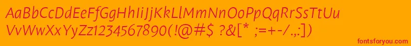 フォントLeksasansproLightItalic – オレンジの背景に赤い文字