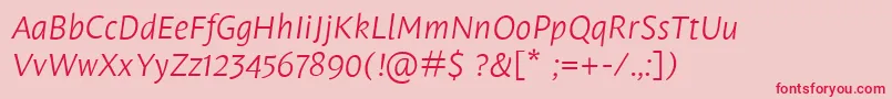 LeksasansproLightItalic-Schriftart – Rote Schriften auf rosa Hintergrund