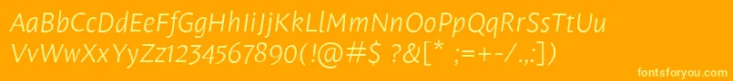 Czcionka LeksasansproLightItalic – żółte czcionki na pomarańczowym tle