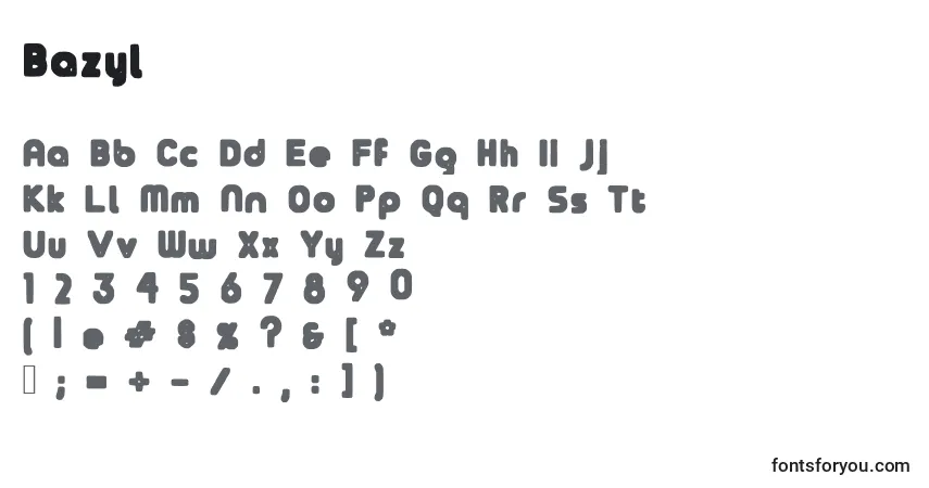 Czcionka Bazyl – alfabet, cyfry, specjalne znaki