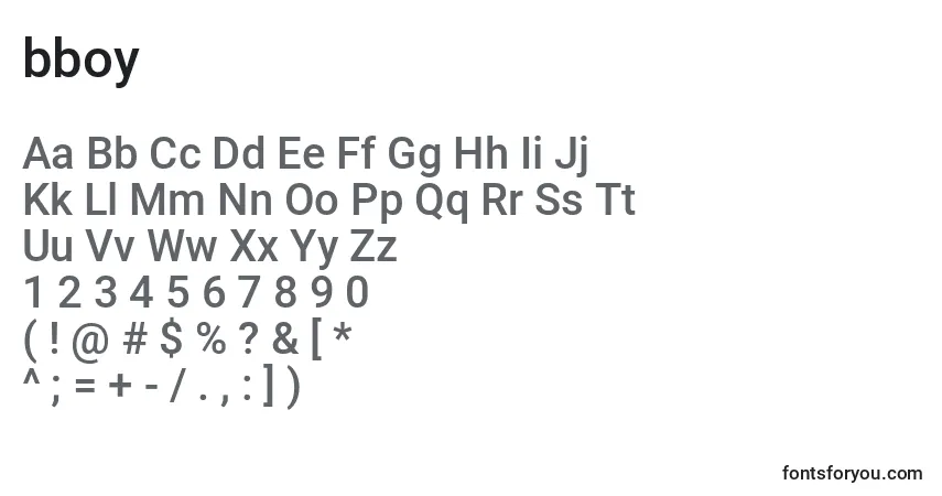 Czcionka Bboy (120852) – alfabet, cyfry, specjalne znaki