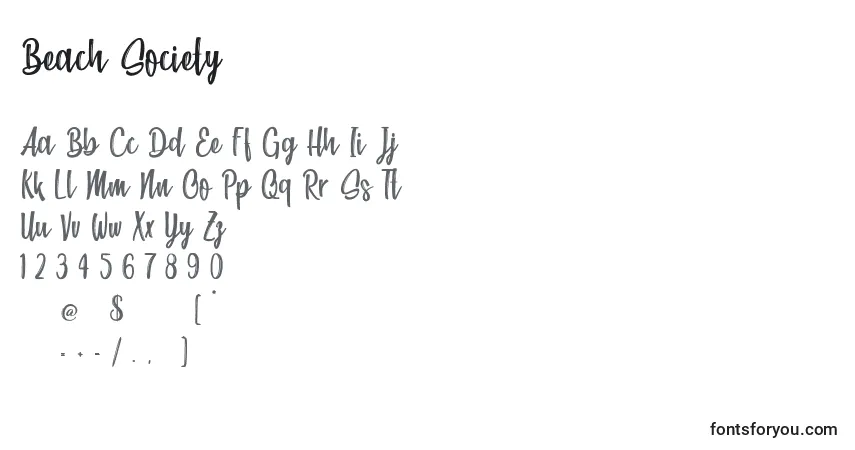 Czcionka Beach Society – alfabet, cyfry, specjalne znaki