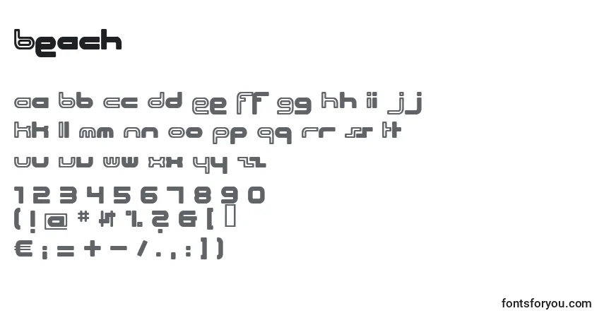Шрифт Beach (120862) – алфавит, цифры, специальные символы