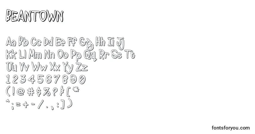 Schriftart BEANTOWN (120865) – Alphabet, Zahlen, spezielle Symbole
