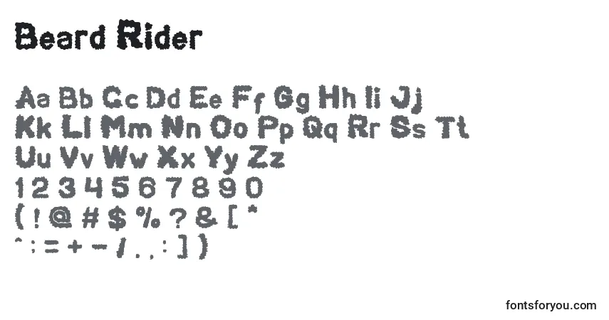 Schriftart Beard Rider – Alphabet, Zahlen, spezielle Symbole