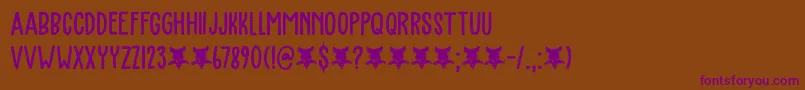 Bearskin DEMO-Schriftart – Violette Schriften auf braunem Hintergrund