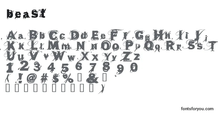 Schriftart Beast (120871) – Alphabet, Zahlen, spezielle Symbole